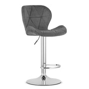 Sgabello alto West in velluto grigio con base cromata