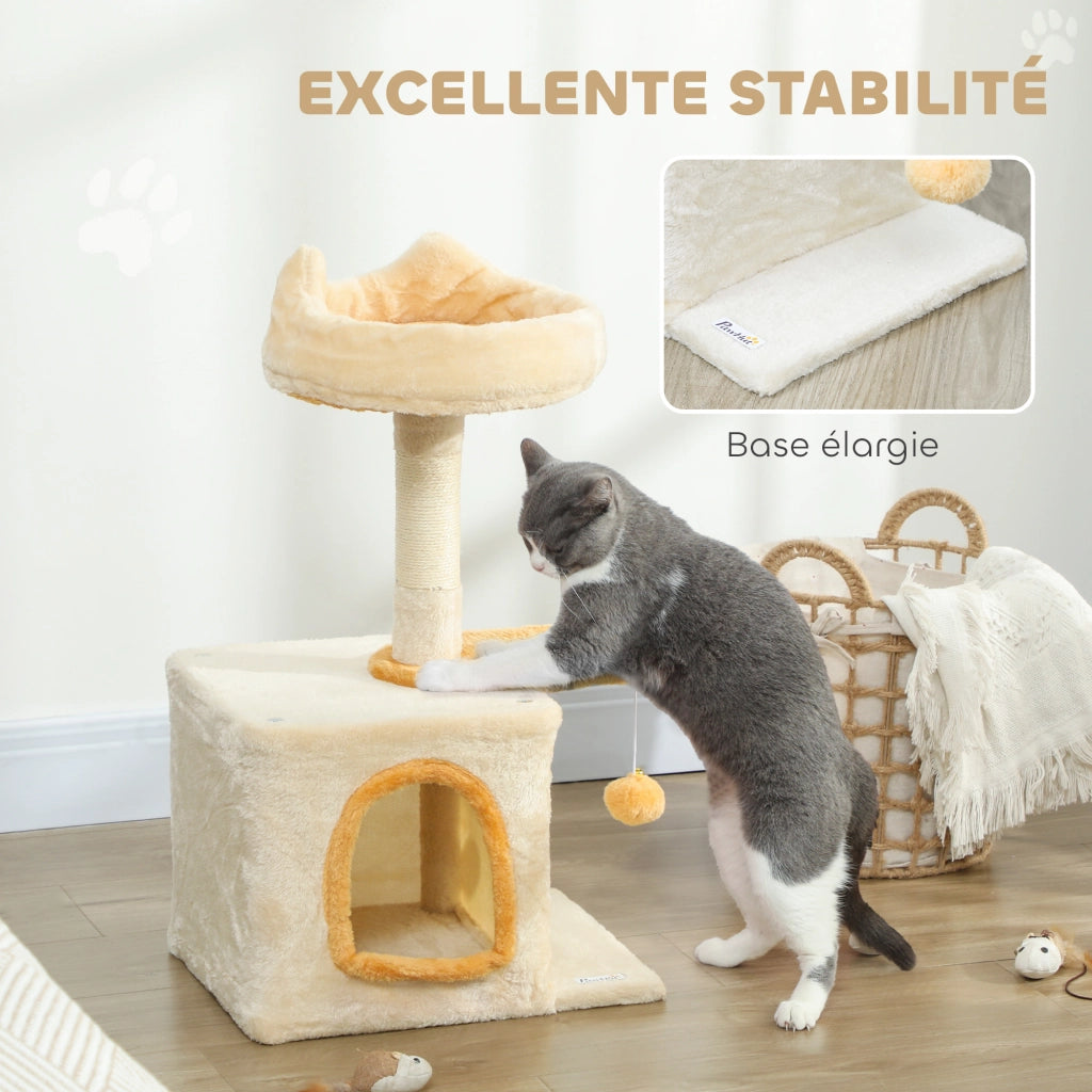 Arbre ¨¤ Chat con Perchoir e Piattaforma Pesce ¨C Xylo ¨C 72 cm, Beige