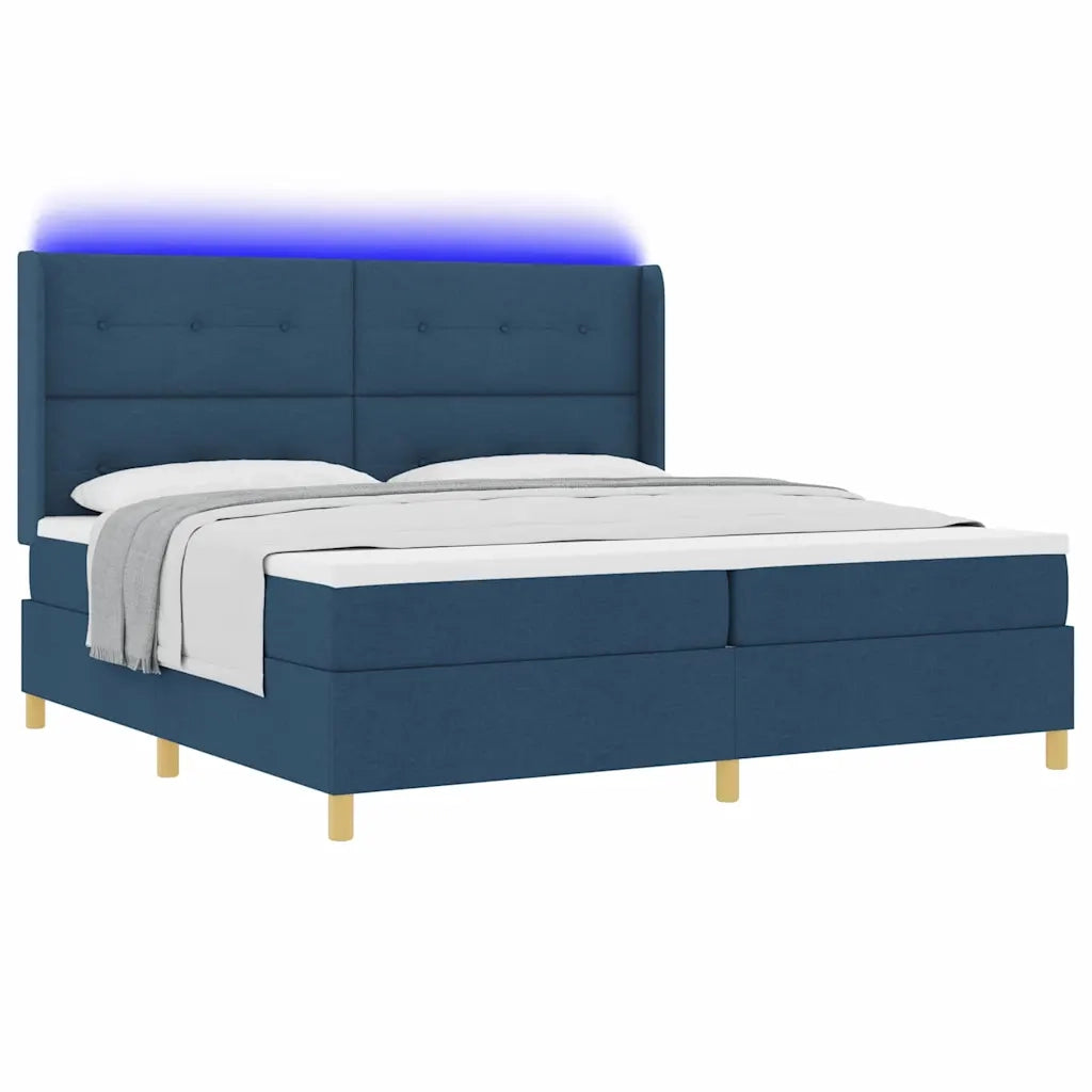 Letto a molle con strisce LED Blu 200 x 200 cm Tessuto 3343720