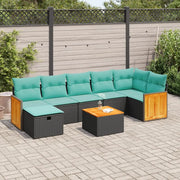Set Divani da Giardino con Cuscini 8 pz Nero in Polyrattan 3326047
