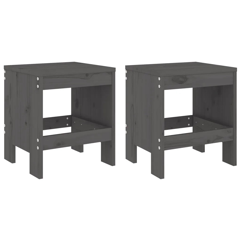 Sgabelli da Giardino 2 pz Grigi 40x36x45cm Legno Massello Pino CFW5405481