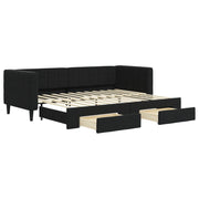 Divano letto | Sof¨¤ letto | Letto singolo Estraibile con Cassetti Nero 80x200 cm in Velluto