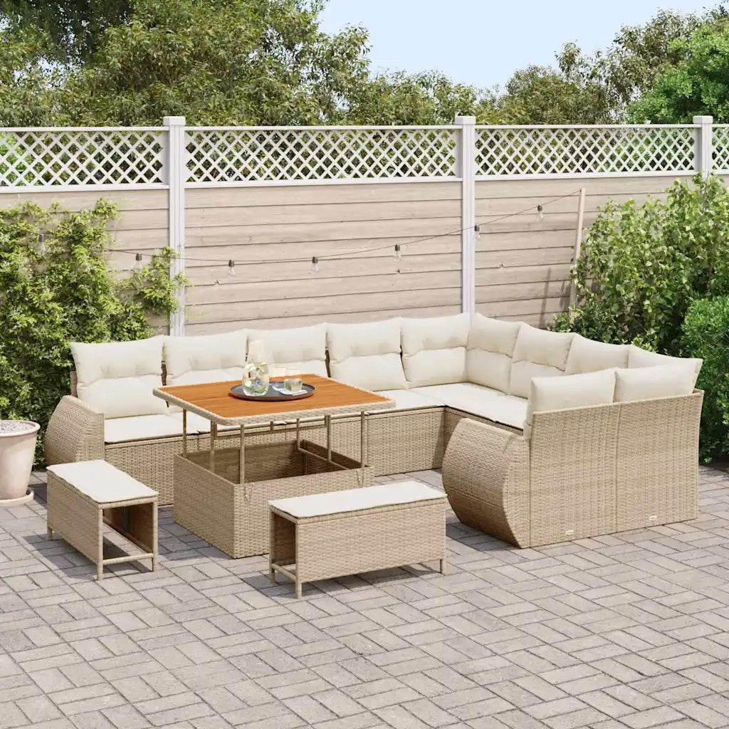 Set Divano da Giardino 12 pcs Beige polyrattan 3361906