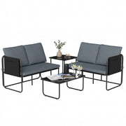 Set Giardino Esterno 4 Pezzi con 2 Divani 2 Posti 2 Tavoli in Vetro ¨C Minimal ¨C Grigio