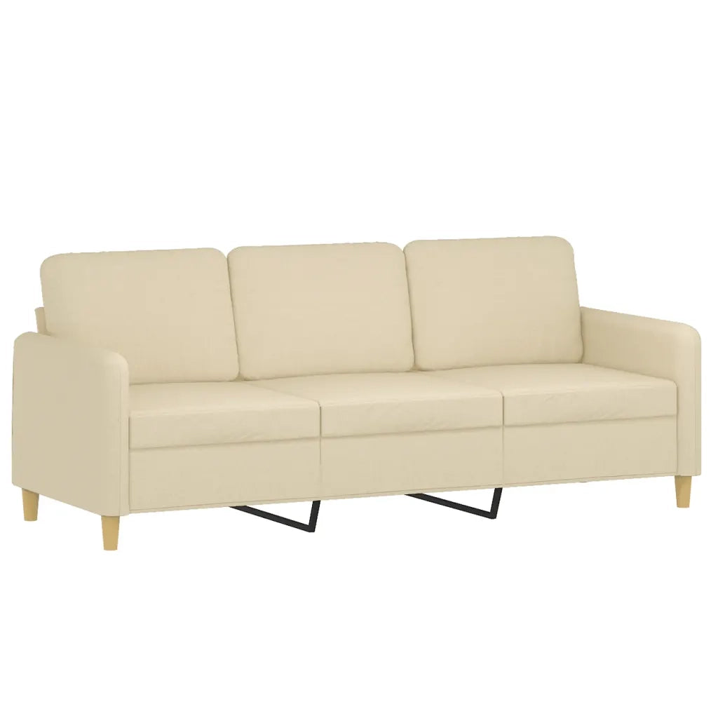 Set di Divani 4 pz con Cuscini Crema in Tessuto