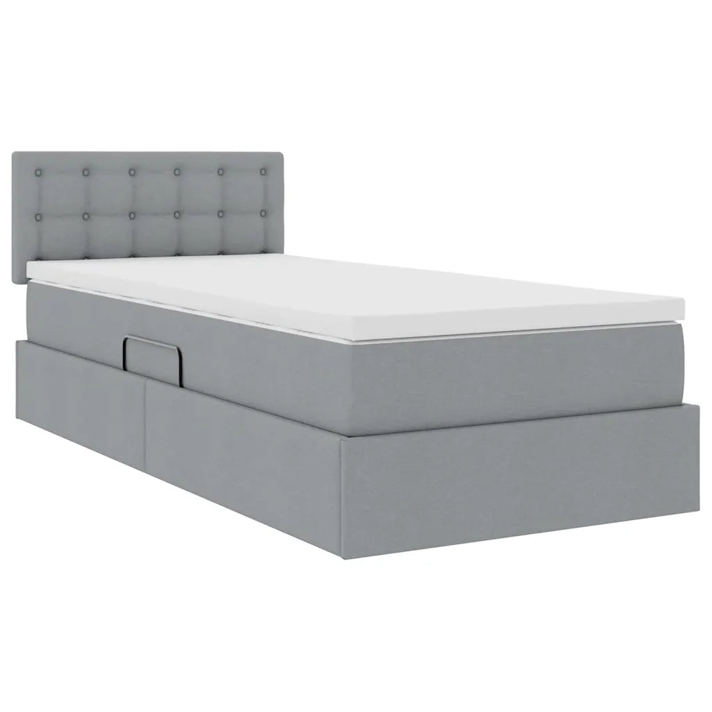 Letto con contenitore e materasso Grigio chiaro 90 x 200 cm