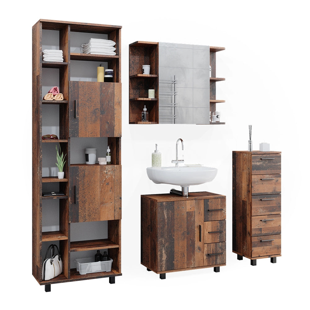 Vicco Set di mobili da bagno Rovere rustico 4 parti