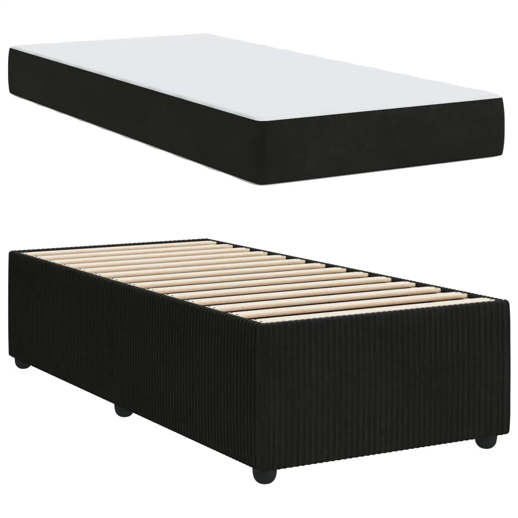 Letto singolo | Letto per adulti | Struttura del letto con materasso Nero 90 x 190 cm Tessuto