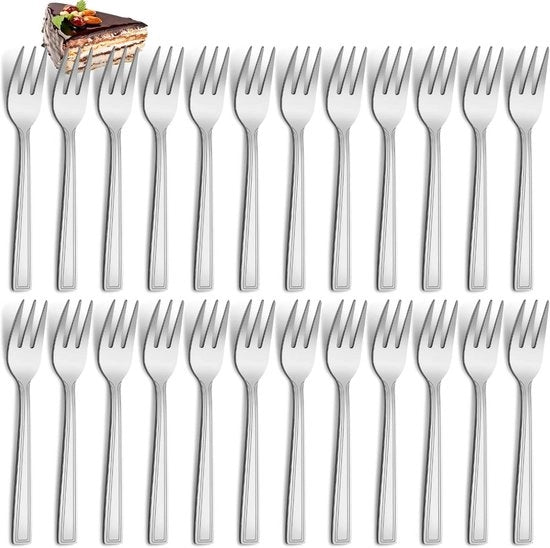 Set di forchette per dessert - 24 pezzi - Acciaio inossidabile - 15 cm
