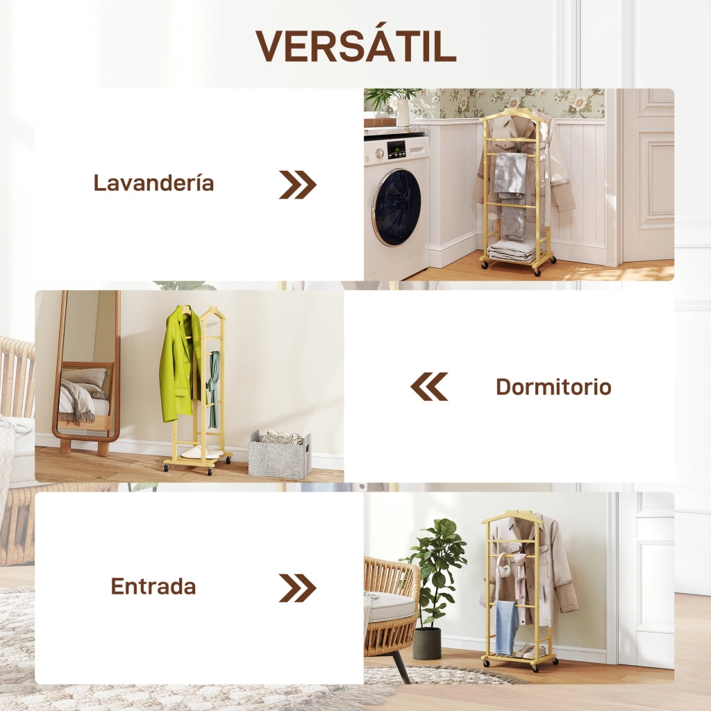 Armadio con appendiabiti e barra per pantaloni ¨C Minimal ¨C 47x33,7x105,5 cm Natural
