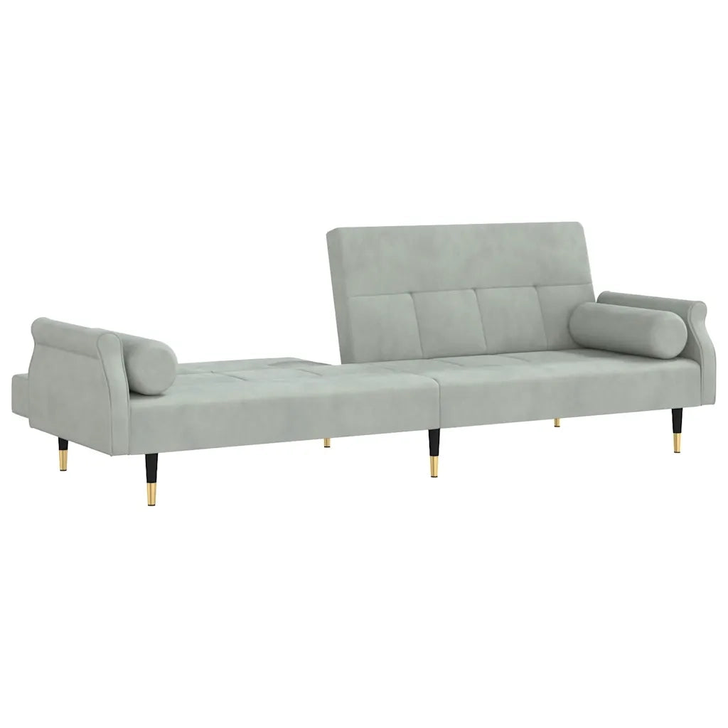 Divano letto | Sof¨¤ letto | Letto singolo con Cuscini Grigio Chiaro in Velluto