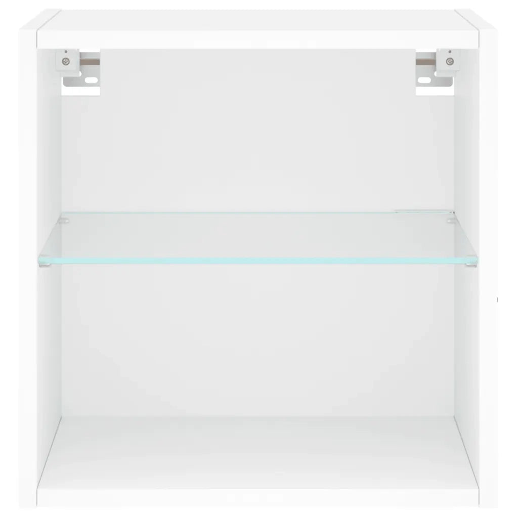 Comodini con Luci LED a Parete 2pz Bianchi 837065