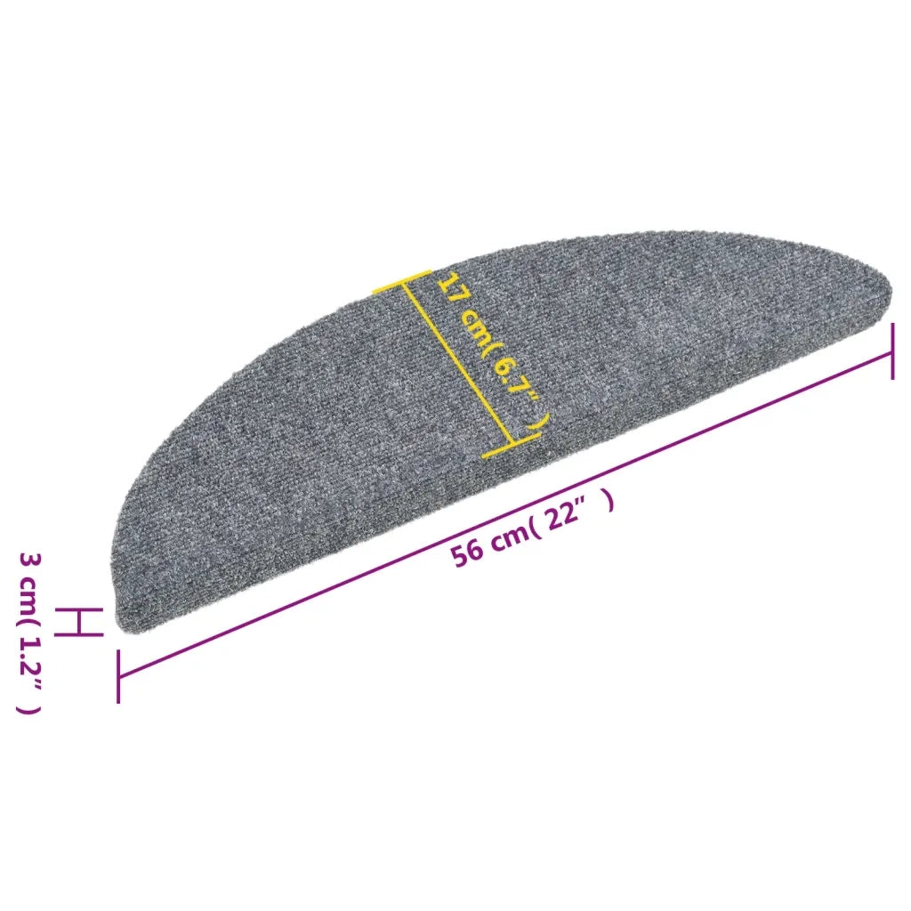 Tappetini per scale autoadesivi 15 pz | Gradini per Scale 56x17x3 cm Grigio chiaro semicircolari