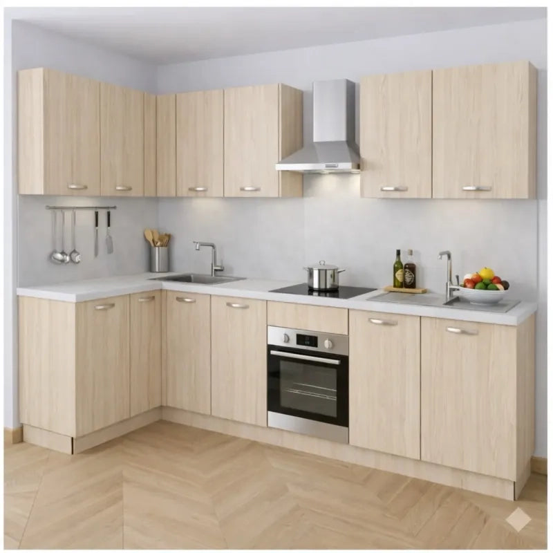 Pensile Cucina  in Legno Nobilitato Rovere, Mobile Alto con 2 Ante, Pensile Componibile Moderno Made in Italy (H90XL60XP33cm)