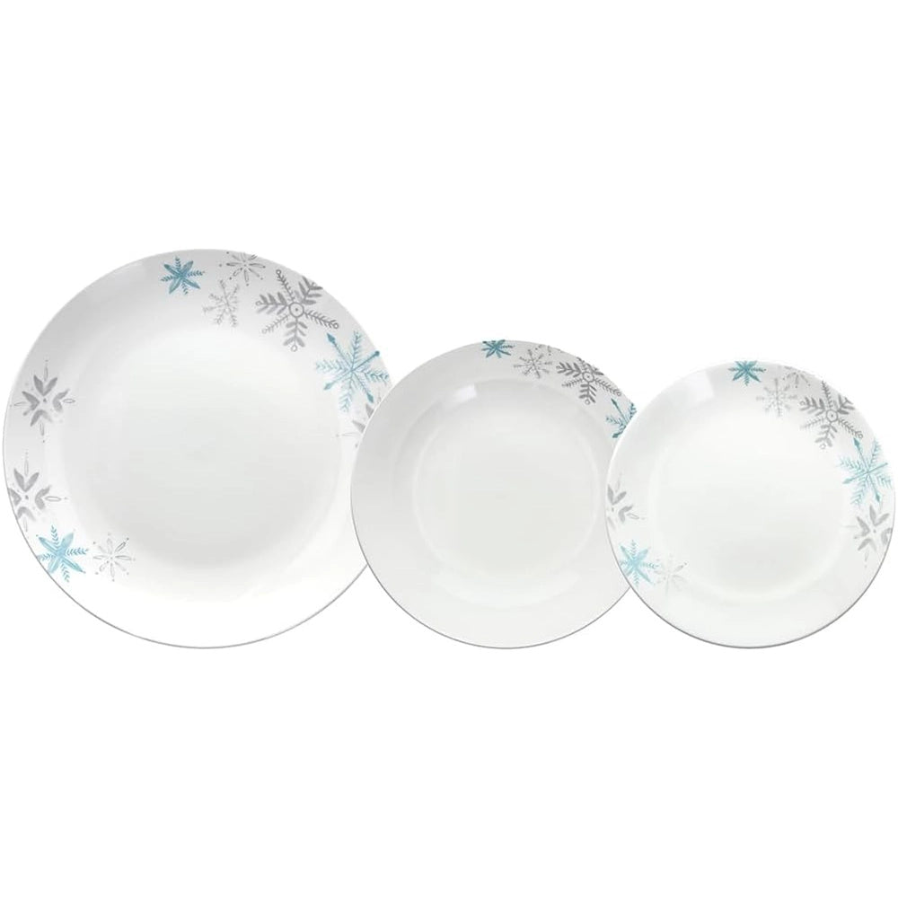 Servizio di Piatti da Tavola in Porcellana Madison Snowflake 18 Pezzi