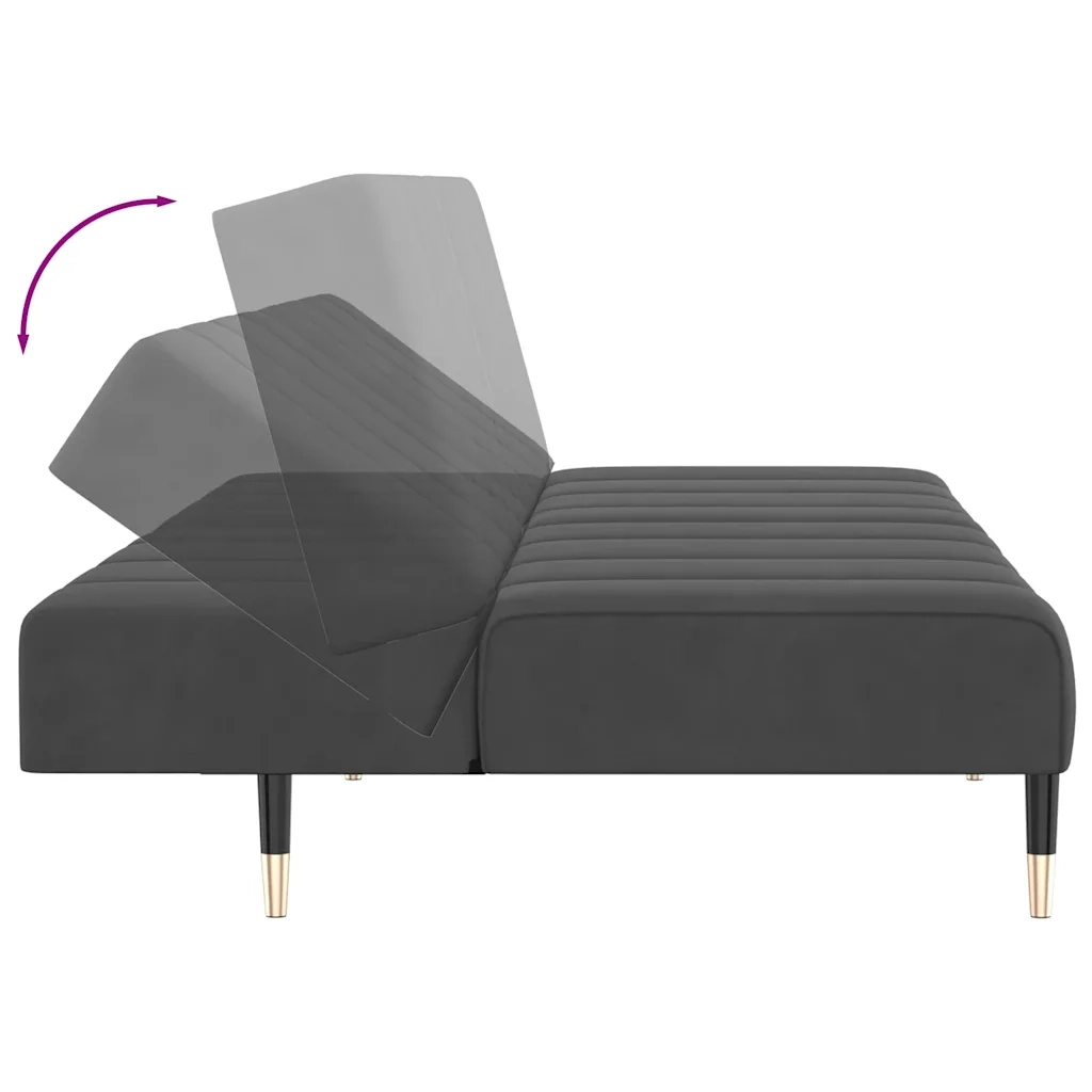 Divano letto | Sof¨¤ letto | Letto singolo a 2 Posti Grigio Scuro in Velluto