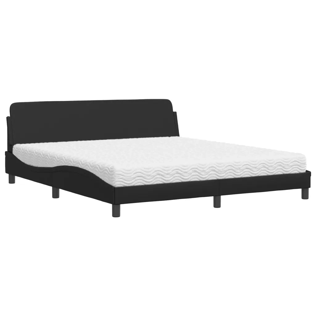 Letto con Materasso Dover Nero 180x200 cm in Similpelle