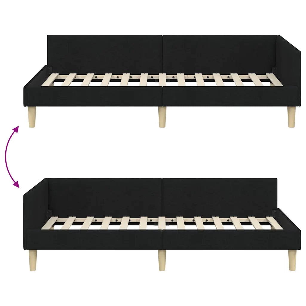 Cornice del letto ad angolo Nero 100 x 200 cm Tessuto 42016127