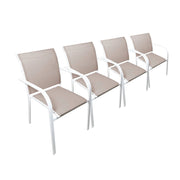 Set 4 sedie da giardino in alluminio e textilene, bianco