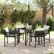 Set da Pranzo per Giardino 5 pcs Nero polyrattan