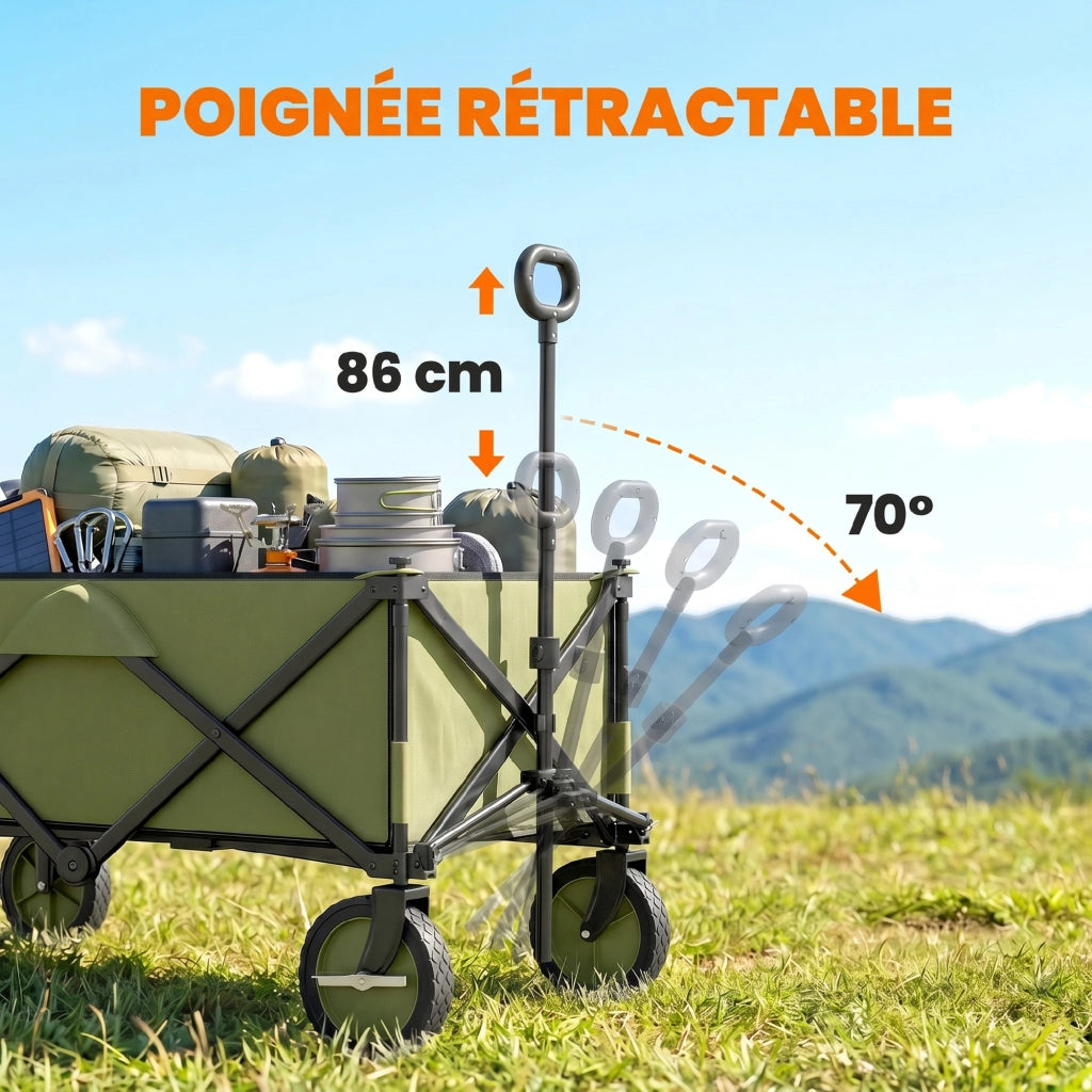 Carrello da giardino pieghevole 4 ruote ¨C zephmum ¨C bache amovibile