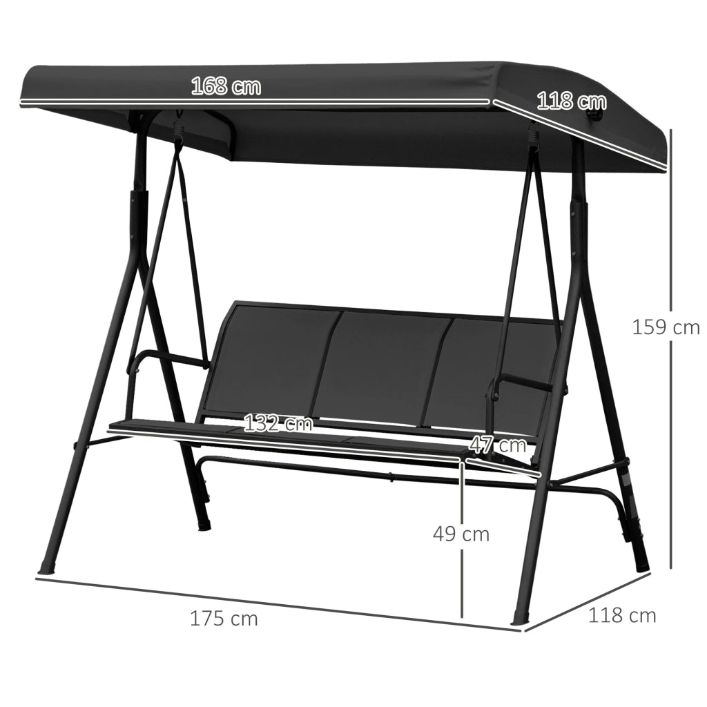 Divano da Giardino 3 Posti ¨C Minimal ¨C Tessilene Nero
