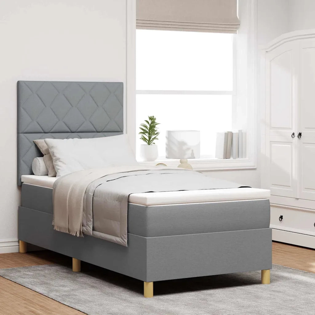 Letto a Sorgente LED Grigio chiaro 100 x 200 cm Tessuto 3343152