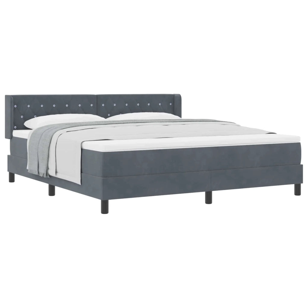 Letto a molle con testiera Grigio scuro 200 x 180 cm Poliestere