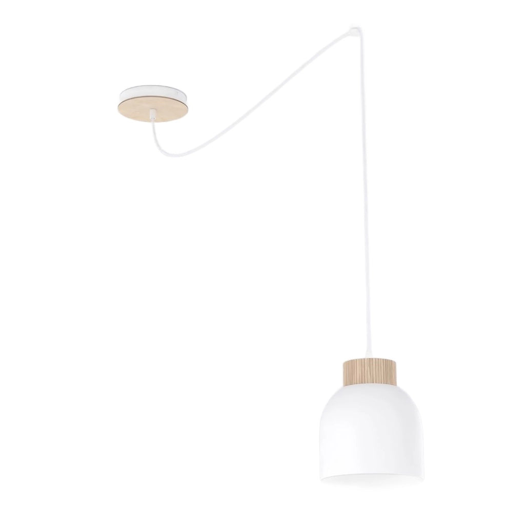 Lampada sospesa KRU bianca legno 1xE27 Emibig