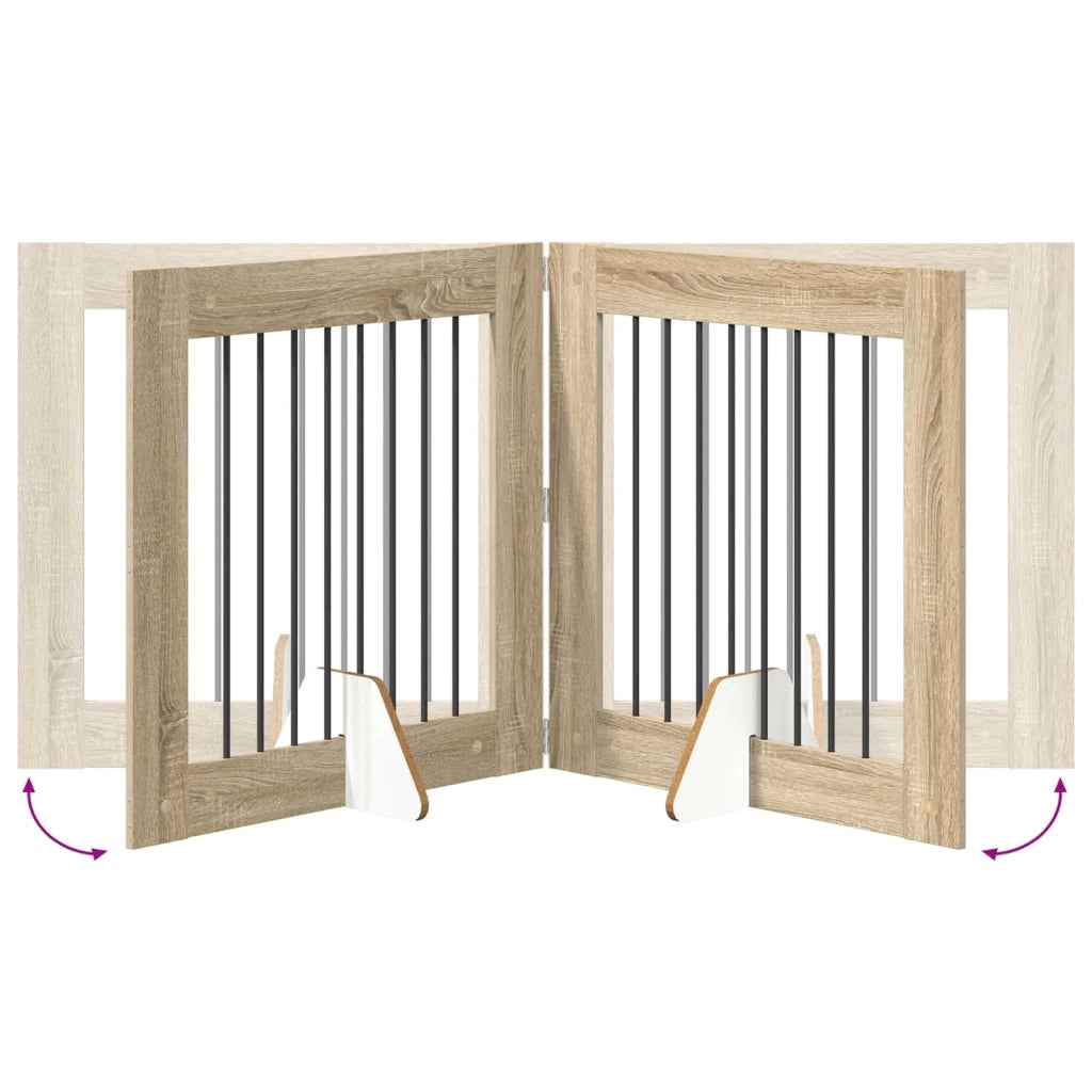 Cancello per cani pieghevole con supporti 4 pz Rovere Sonoma 892080