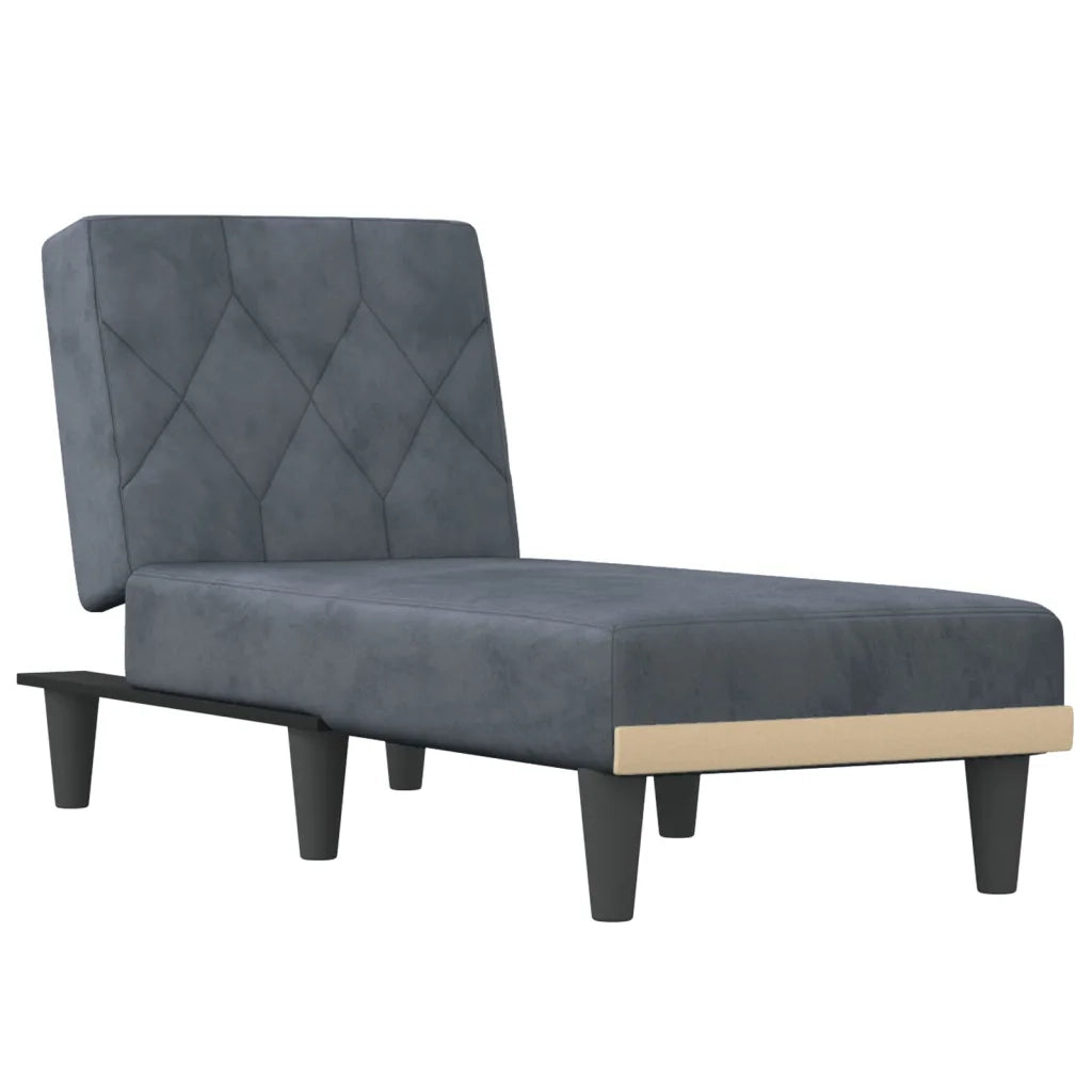 Chaise Longue in Velluto Grigio Scuro 352861