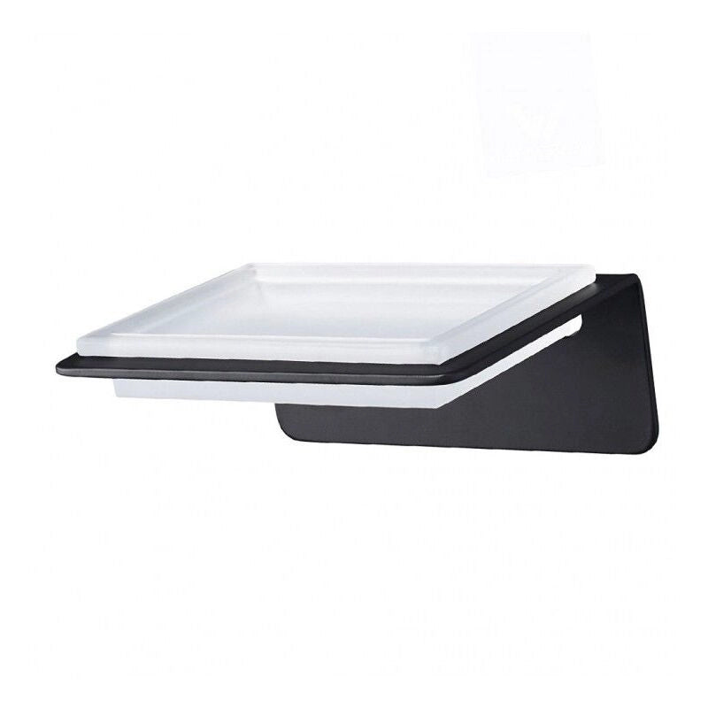 PORTA SAPONE SKYLINE IN ACCIAIO NERO E VETRO SATIN