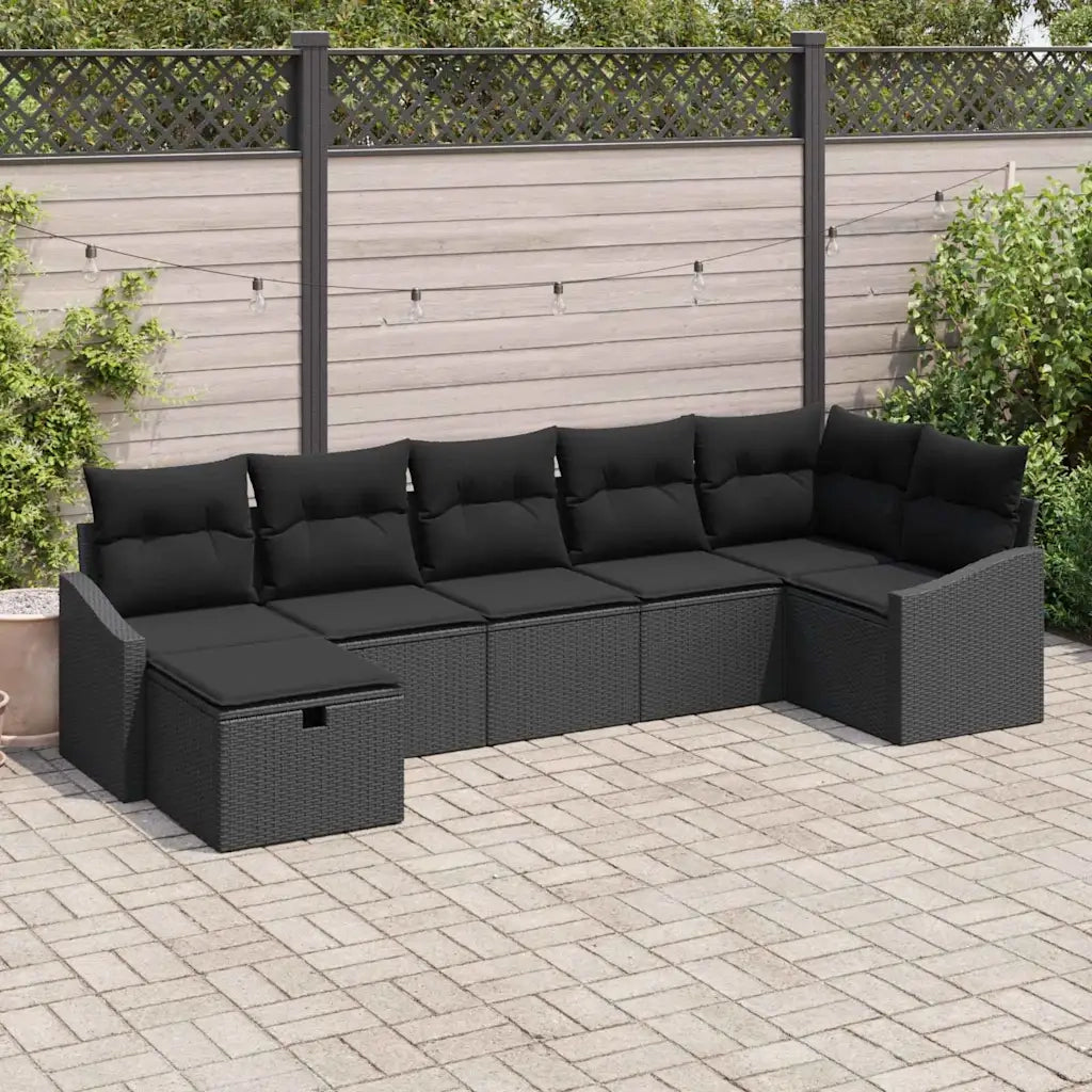 Set di divani con cuscino con archiviazione Nero polyrattan 3359302