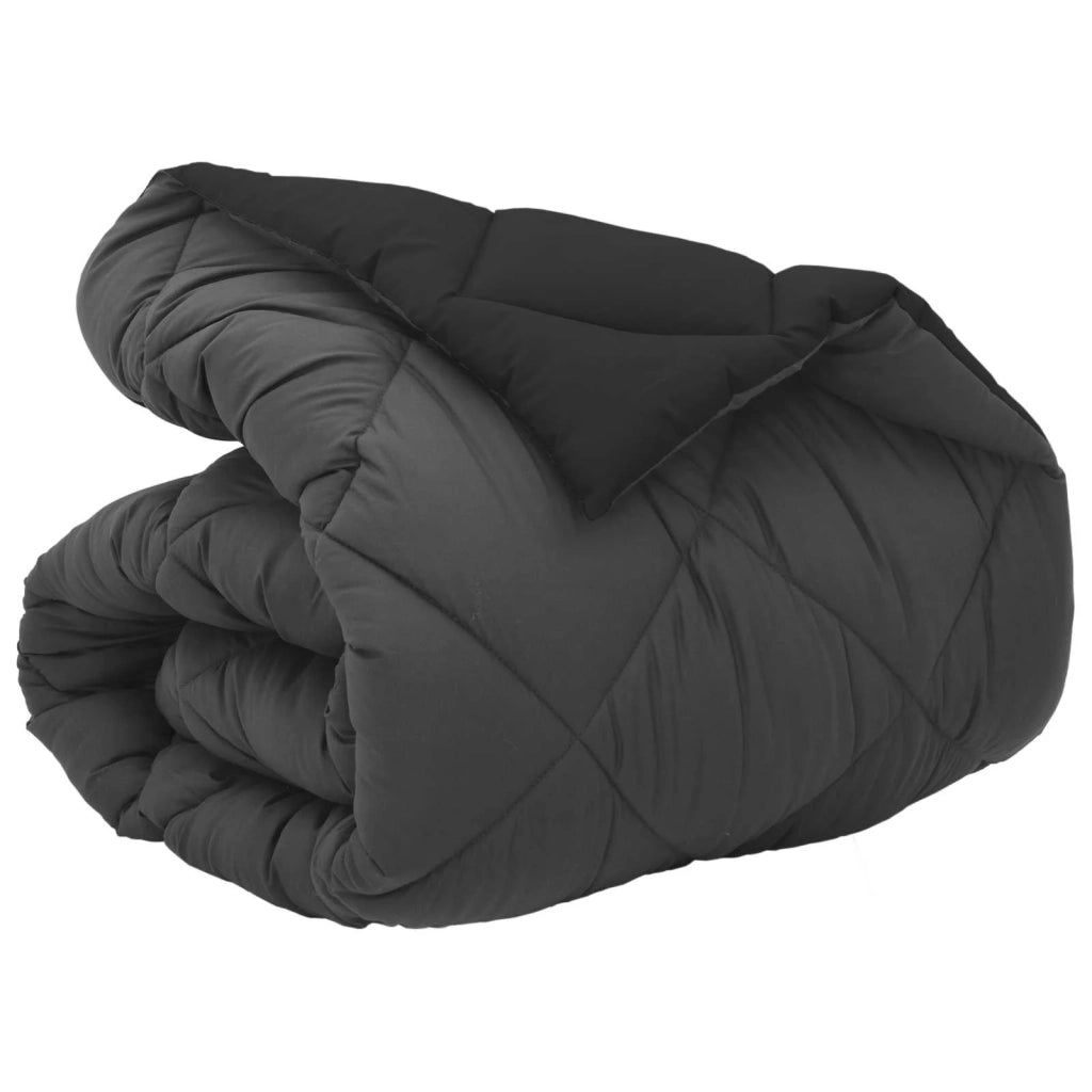 Duvet Invernale Nero e antracite 155 x 220 cm Microfibra 42025723
