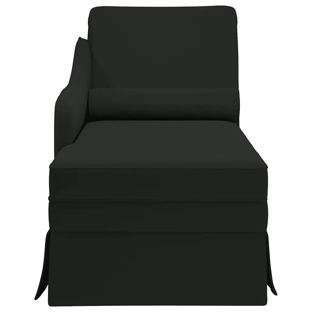 Sdraio con Capezzale e Bracciolo Destro in Velluto Nero 4009787
