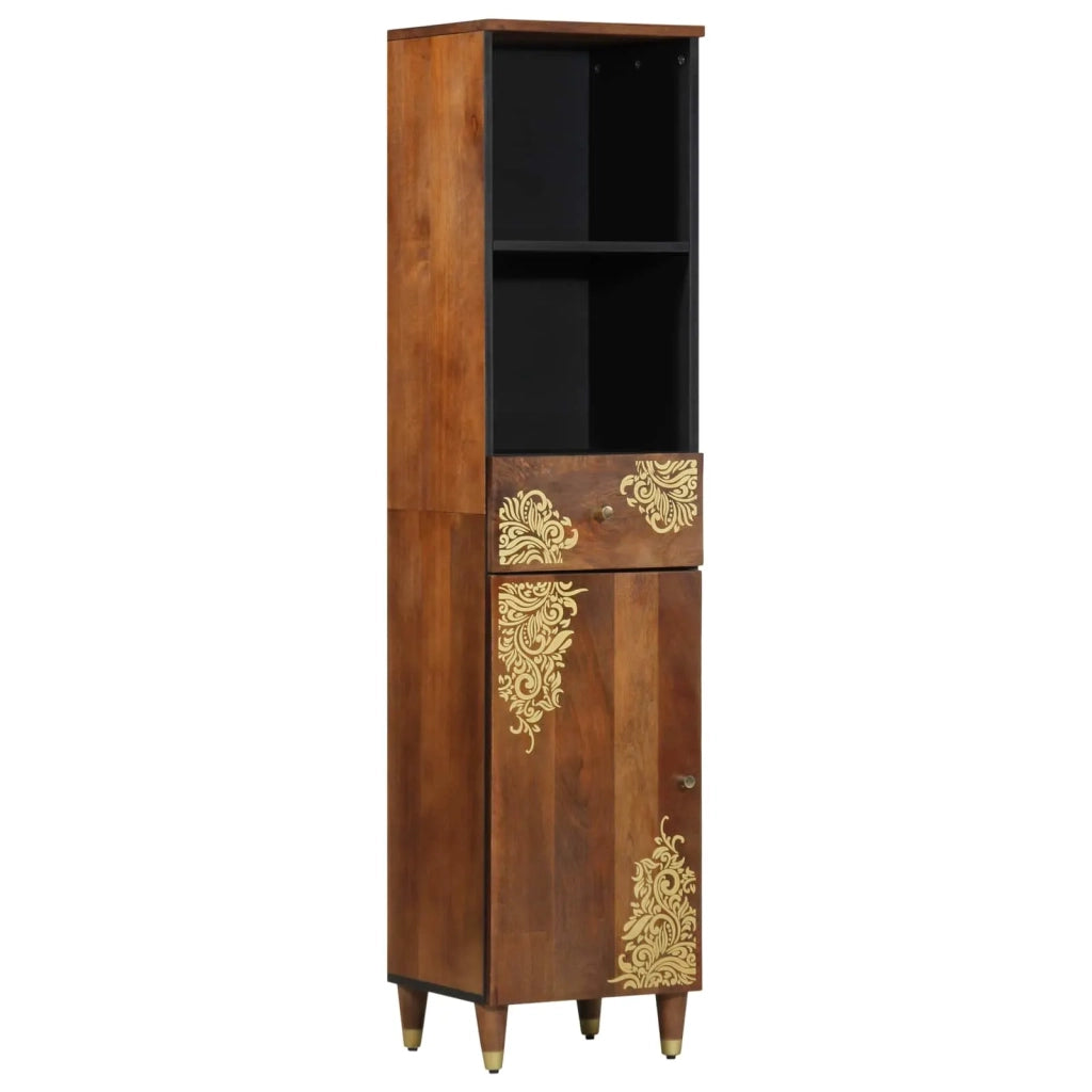 Mobile da Bagno con cassetto marrone ambrato 38 x 33 x 160 cm 4018758