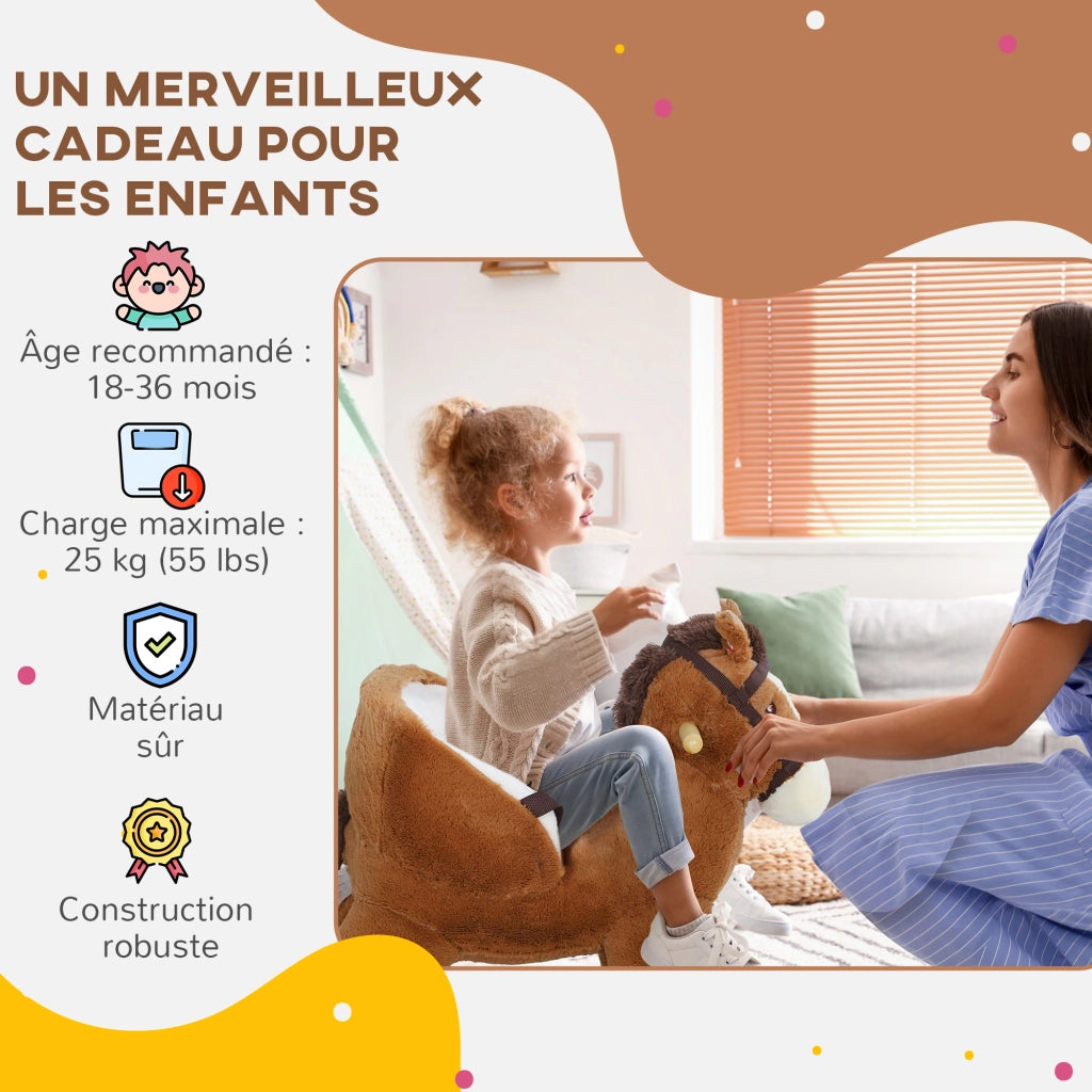 Cavallo a Dondolo per Bambini ¨C Minimal ¨C Legno con Sicurezza e Suono