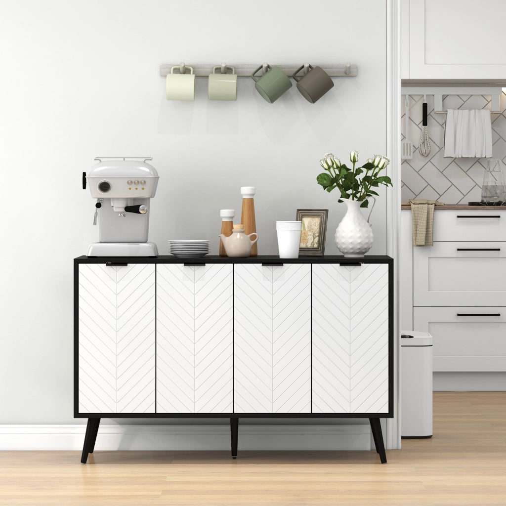 Armadio a 4 ante ¨C Minimal ¨C Bianco e Nero 120x35x77,4 cm