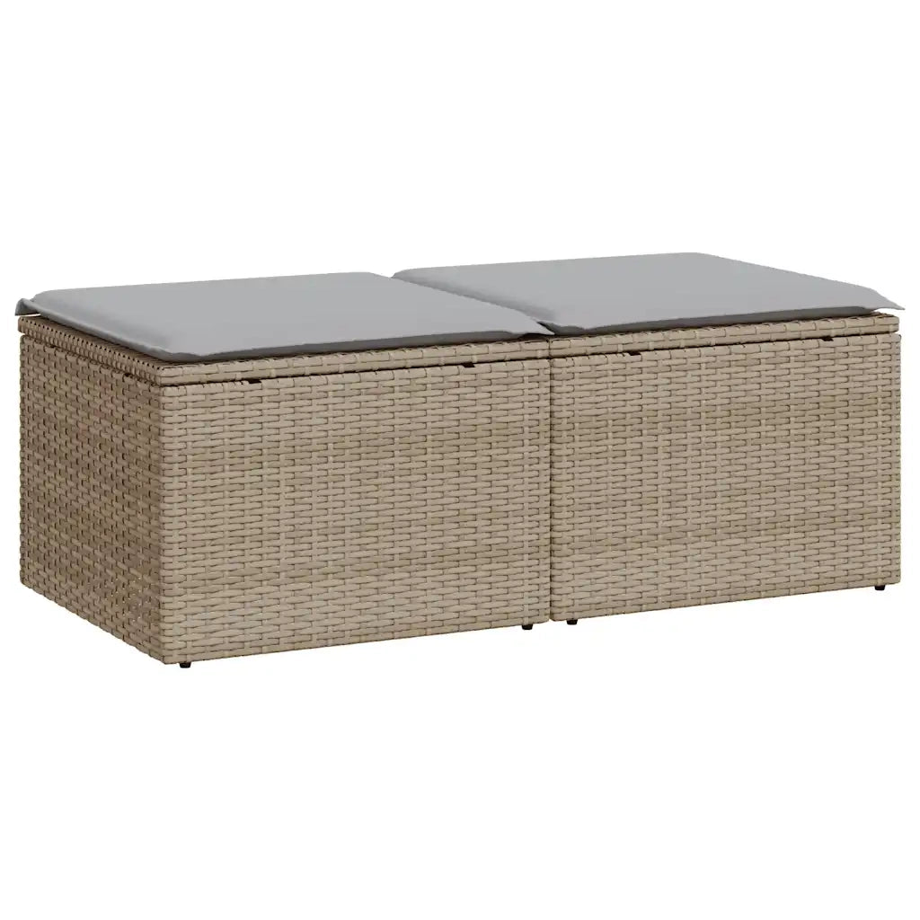 Set Divano da Giardino 2 pz con Cuscini Beige Polyrattan Acacia 3328662