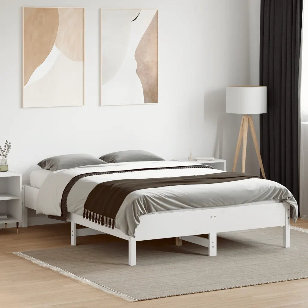 Letto senza Materasso-Struttura Letto Bianco 140x190 cm Legno Massello di Pino 438849