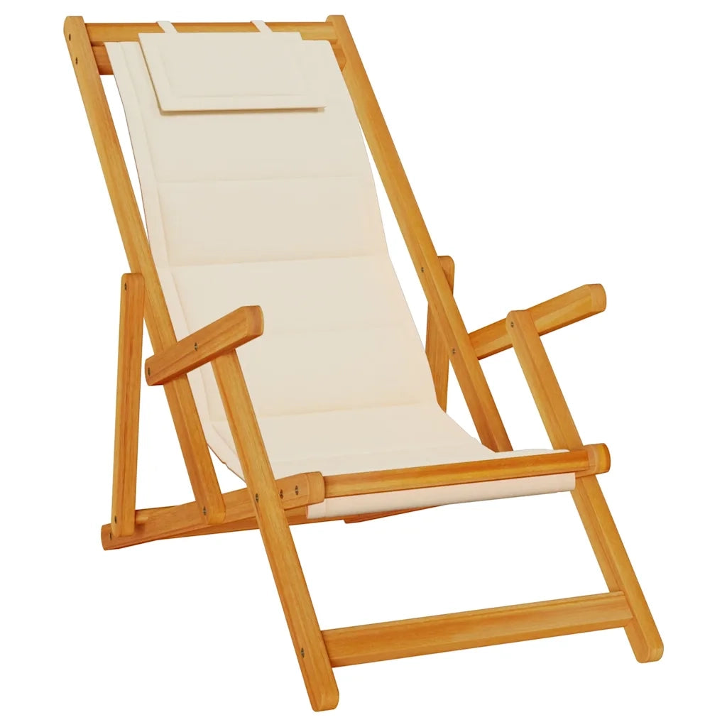 Sedia da Spiaggia Pieghevole Braccioli Legno Acacia&Textilene 4108067