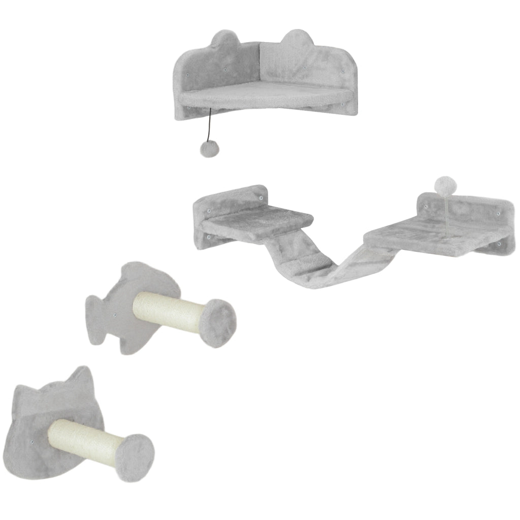 Set scaletta per gatti 4 pezzi con gradini sisal e doppia piattaforma ¨C Xylo ¨C grigio/crema