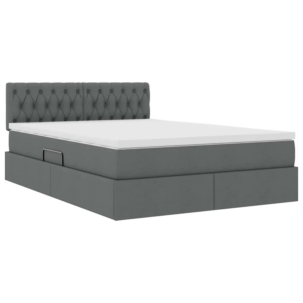 Letto con contenitore e materasso Grigio scuro 140 x 200 cm