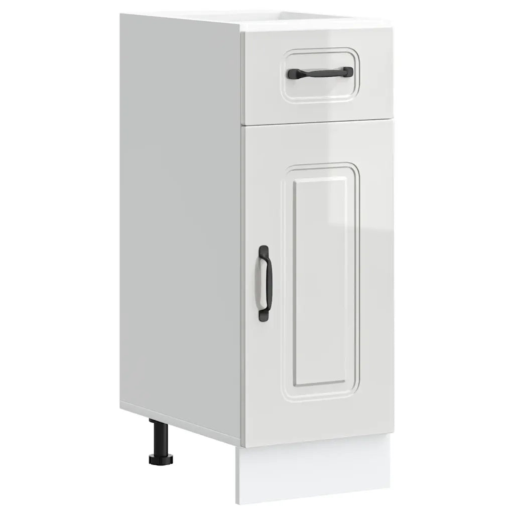 Mobile da cucina moderno con ampio spazio contenitivo 30 x 46 x 81,5 cm piedini regolabili legno composito bianco lucido 02_0049882