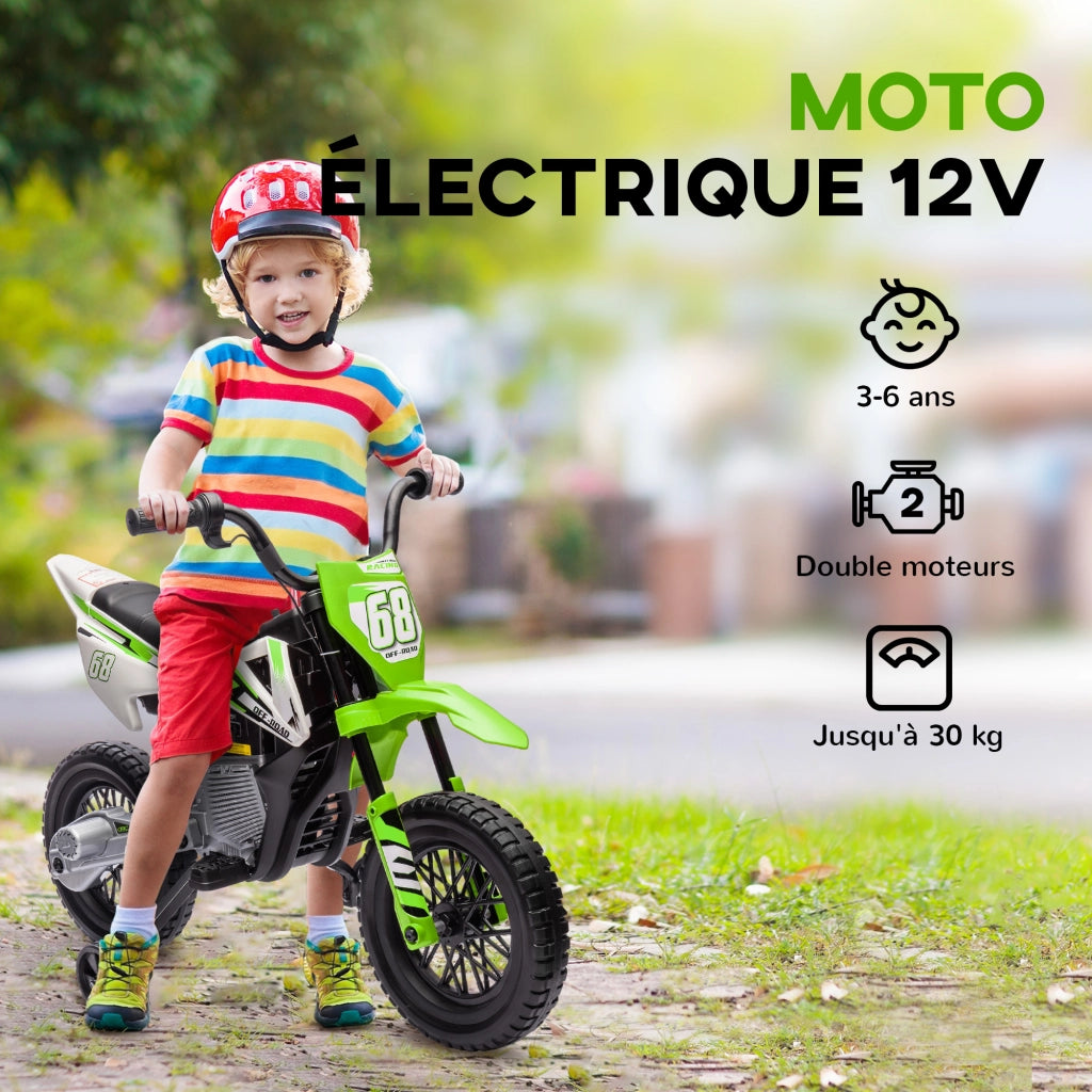 Moto Elettrica per Bambini Cross ¨C Minimal ¨C Verde 12V