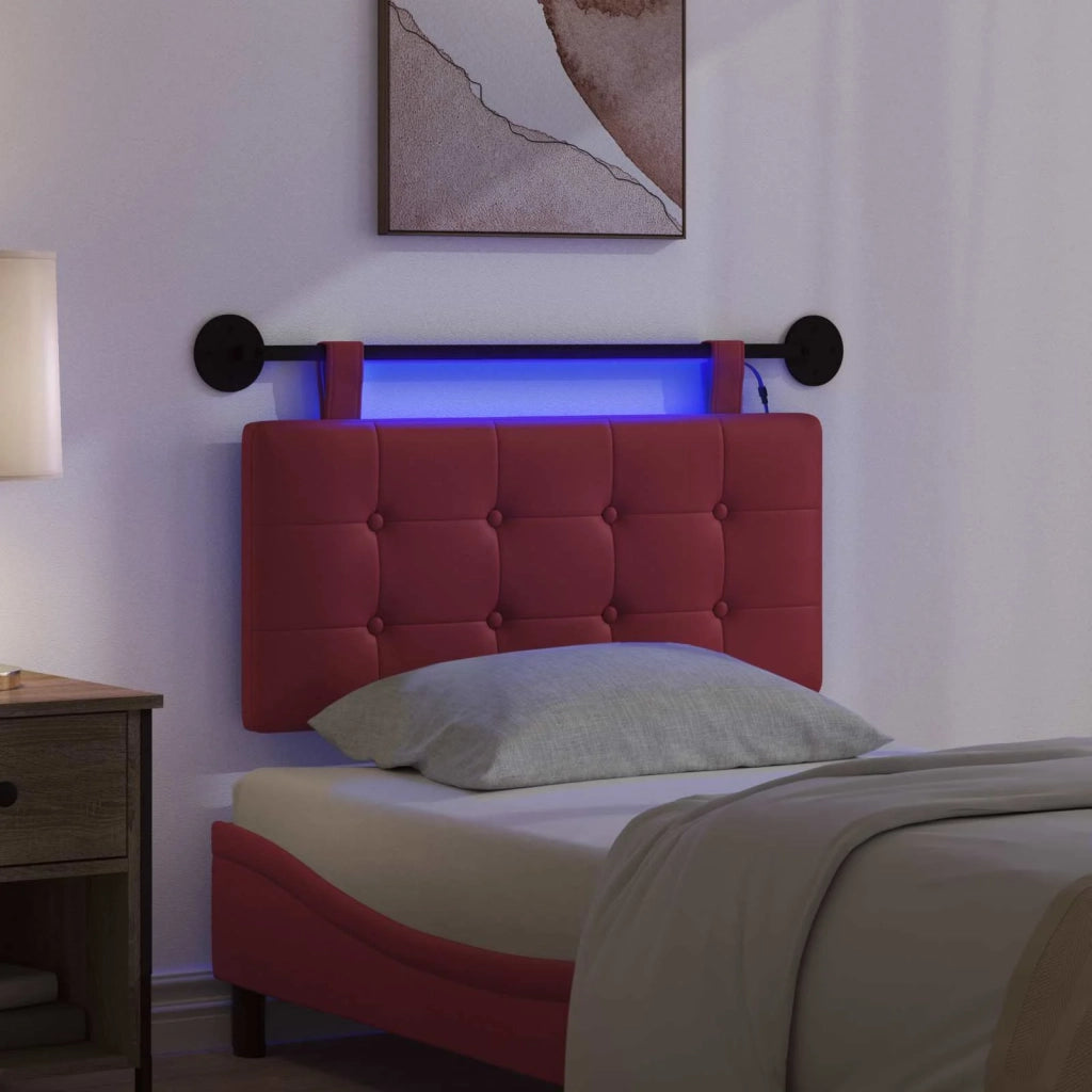 Testiera | Testata sospesa Con luce LED Rosso Vino Similpelle