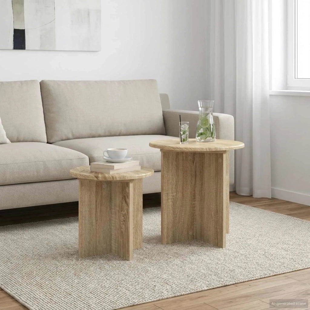 Set tavolini 2 pz Rovere Sonoma Ø 45 x 45 cm 8001012