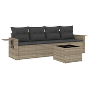 Set Divano da Giardino 5pz | Set Salotto da Giardino con Cuscini Grigio Chiaro Polyrattan