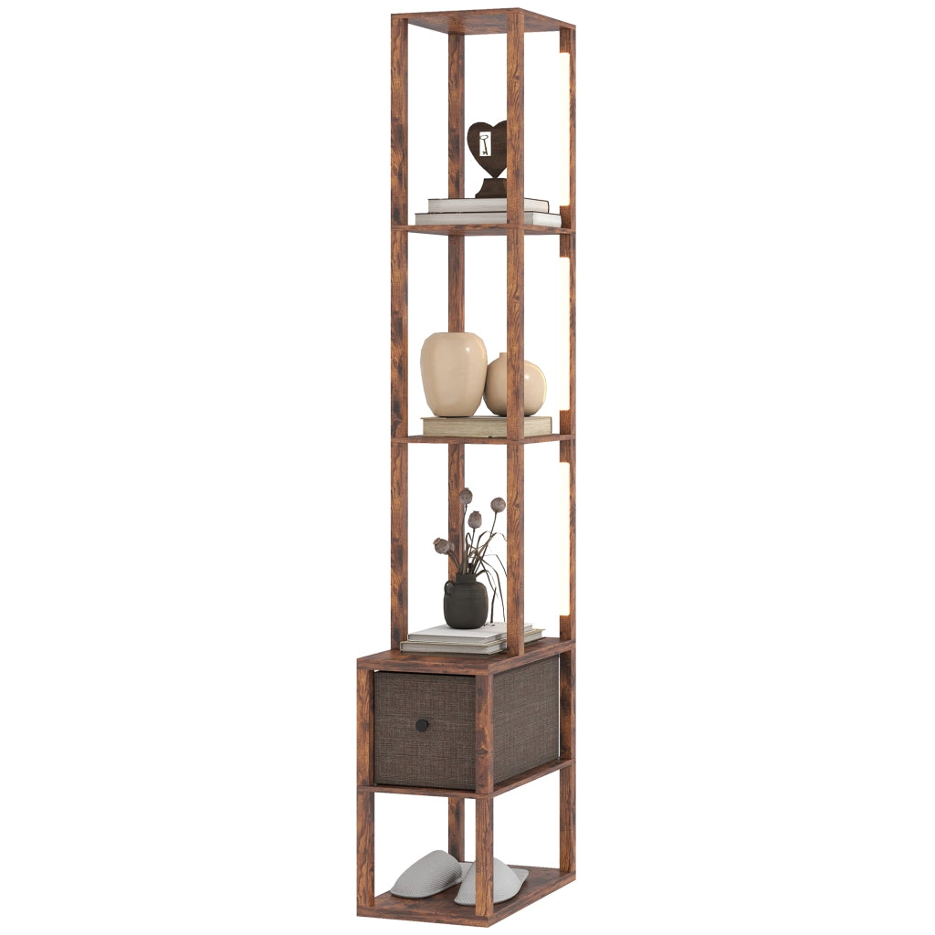 Lampada da terra con scaffali regolabile ¨C Minimal ¨C Marrone rustico