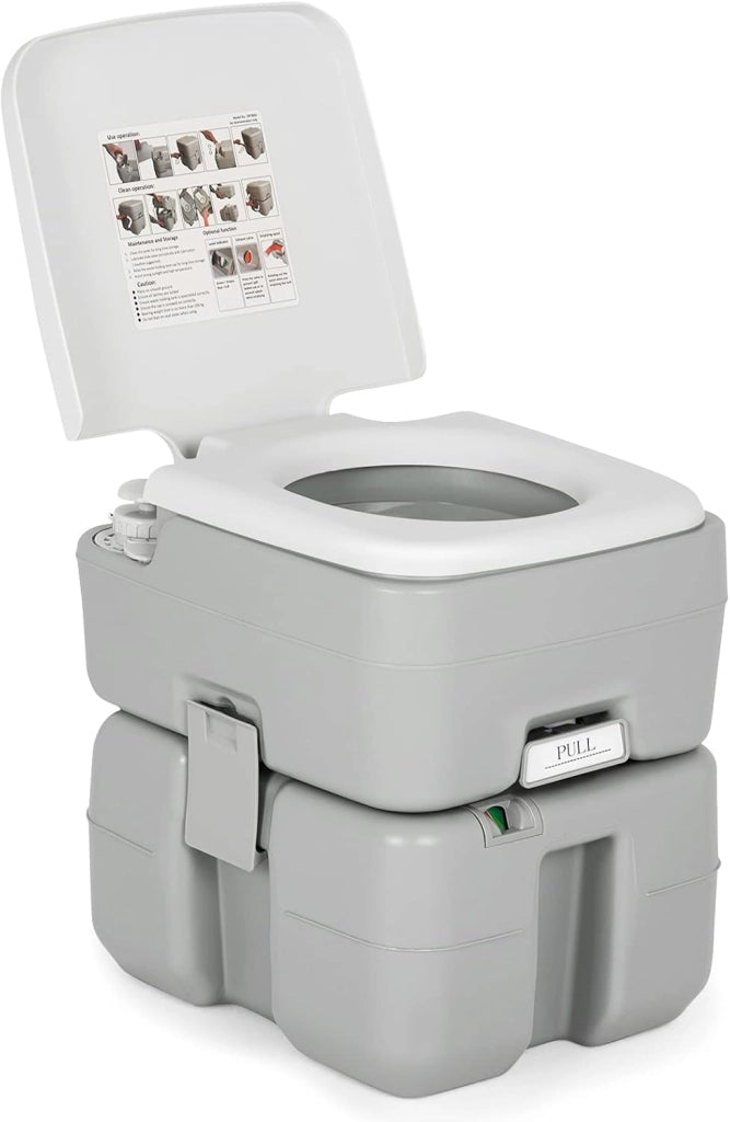 20L Toilette Portatile con Serbatoio Rimovibile e Indicatore del Livello dell'Acqua, WC Chimico Comodo per Campeggio, Water Portatile per Adulti e Anziani, Supporto Carico 200kg